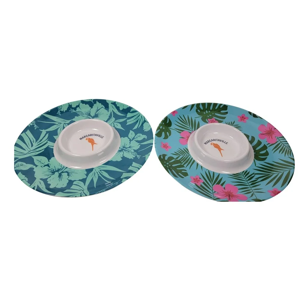 Margaritaville Chip and Dip Bowl Set 2 Tropical Floral Melamine 12